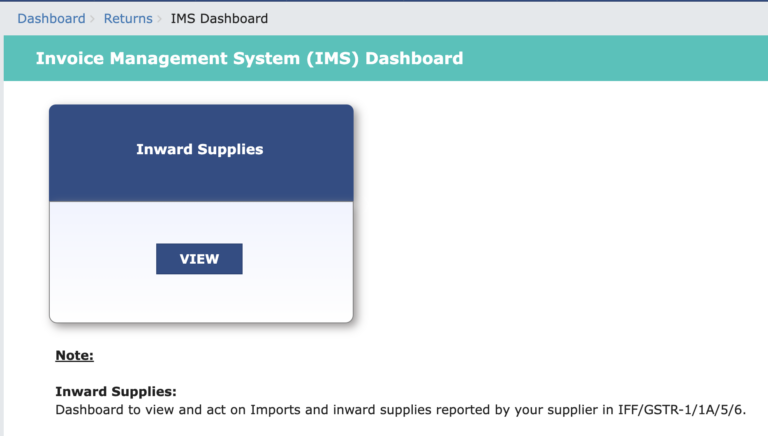 New IMS System of GST is Live on GST portal to take actions on invoices – Accept, Reject and Pending